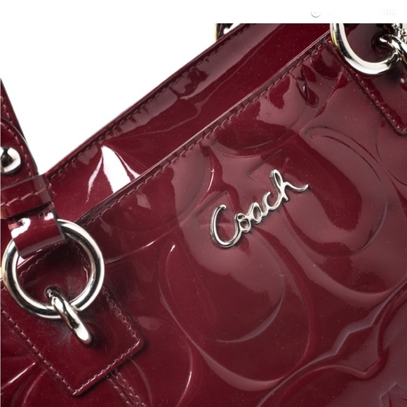 Coach Red Gallery Embossed Patent Leather Tote - Picture 5 of 9